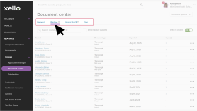 Document center in Xello. Cursor is clicking on the tab called Matched